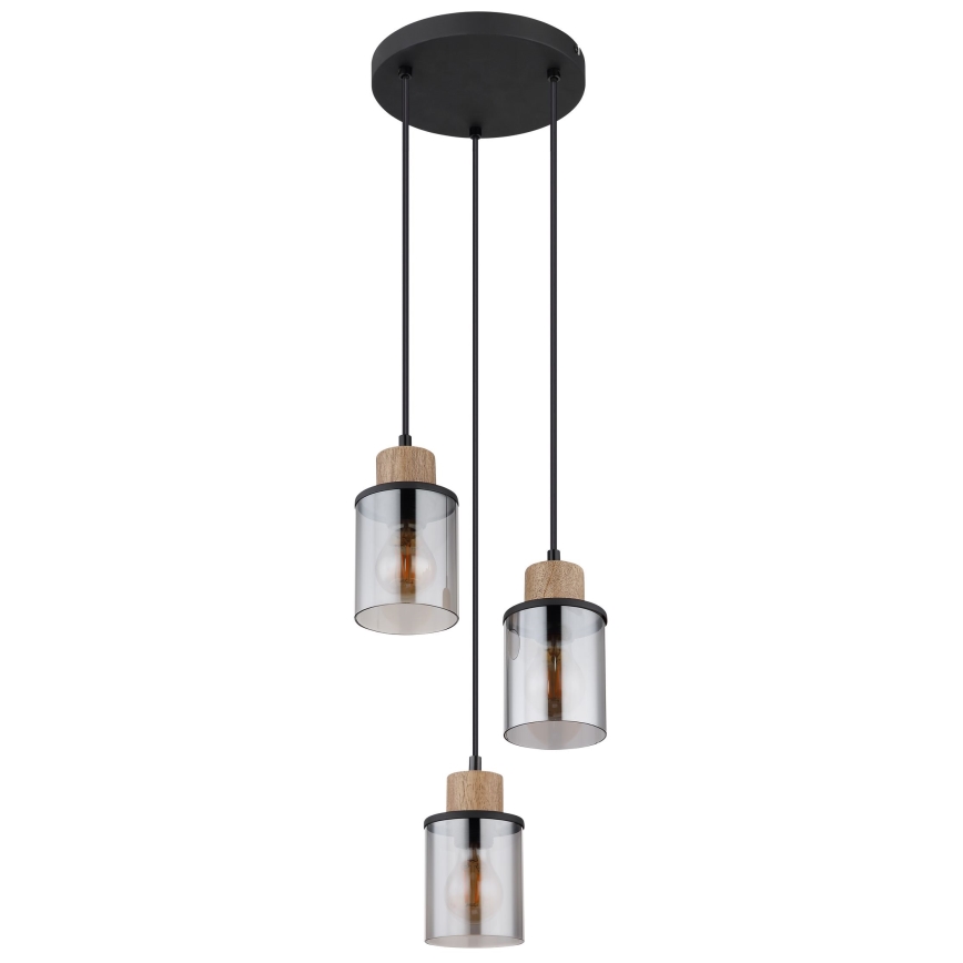 Globo - Chandelier on a string 3xE27/15W/230V d. 27 cm oak