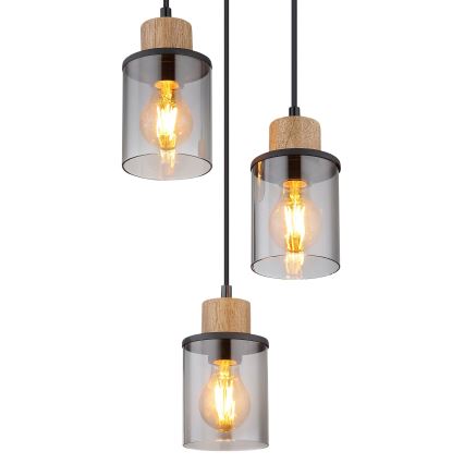 Globo - Chandelier on a string 3xE27/15W/230V d. 27 cm oak