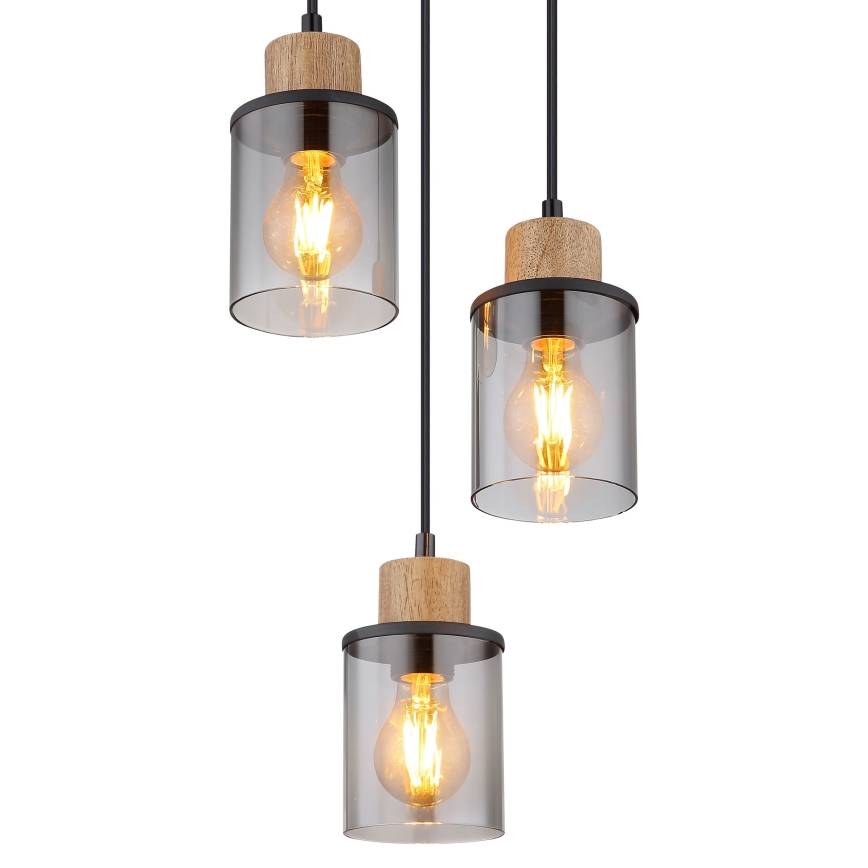 Globo - Chandelier on a string 3xE27/15W/230V d. 27 cm oak