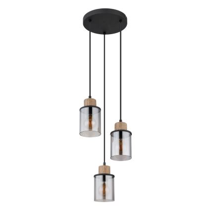 Globo - Chandelier on a string 3xE27/15W/230V d. 27 cm oak