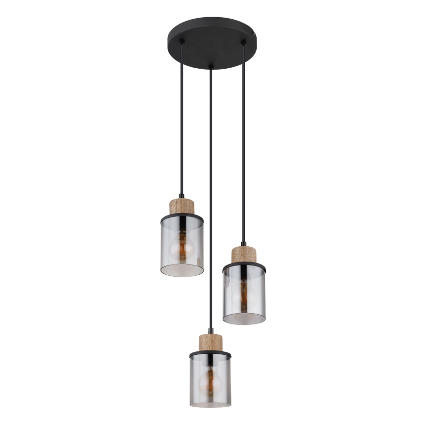 Globo - Chandelier on a string 3xE27/15W/230V d. 27 cm oak