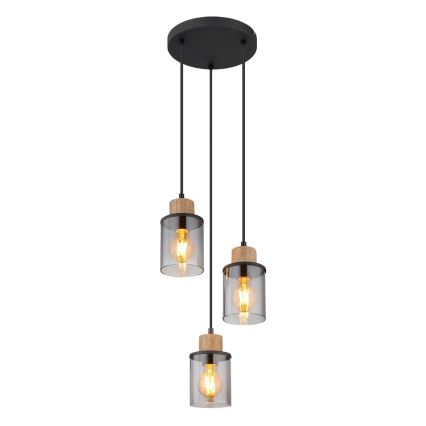 Globo - Chandelier on a string 3xE27/15W/230V d. 27 cm oak