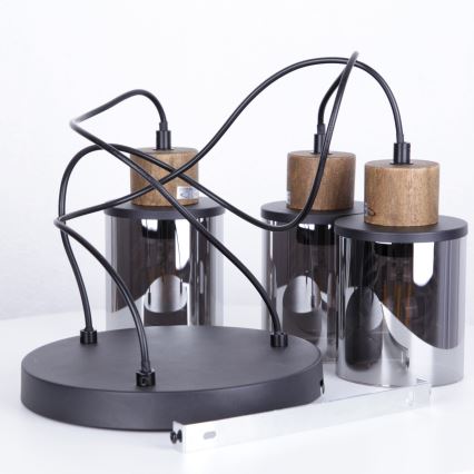 Globo - Chandelier on a string 3xE27/15W/230V d. 27 cm oak