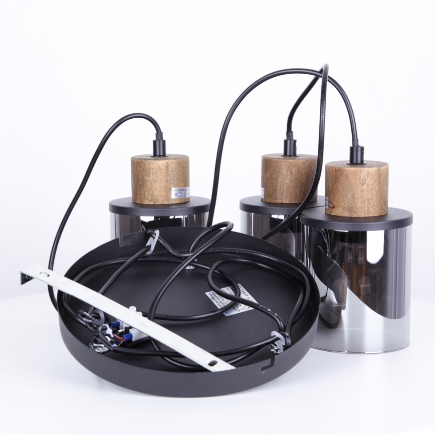 Globo - Chandelier on a string 3xE27/15W/230V d. 27 cm oak