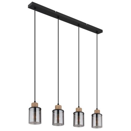 Globo - Chandelier on a string 4xE27/15W/230V oak