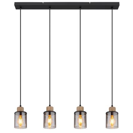 Globo - Chandelier on a string 4xE27/15W/230V oak