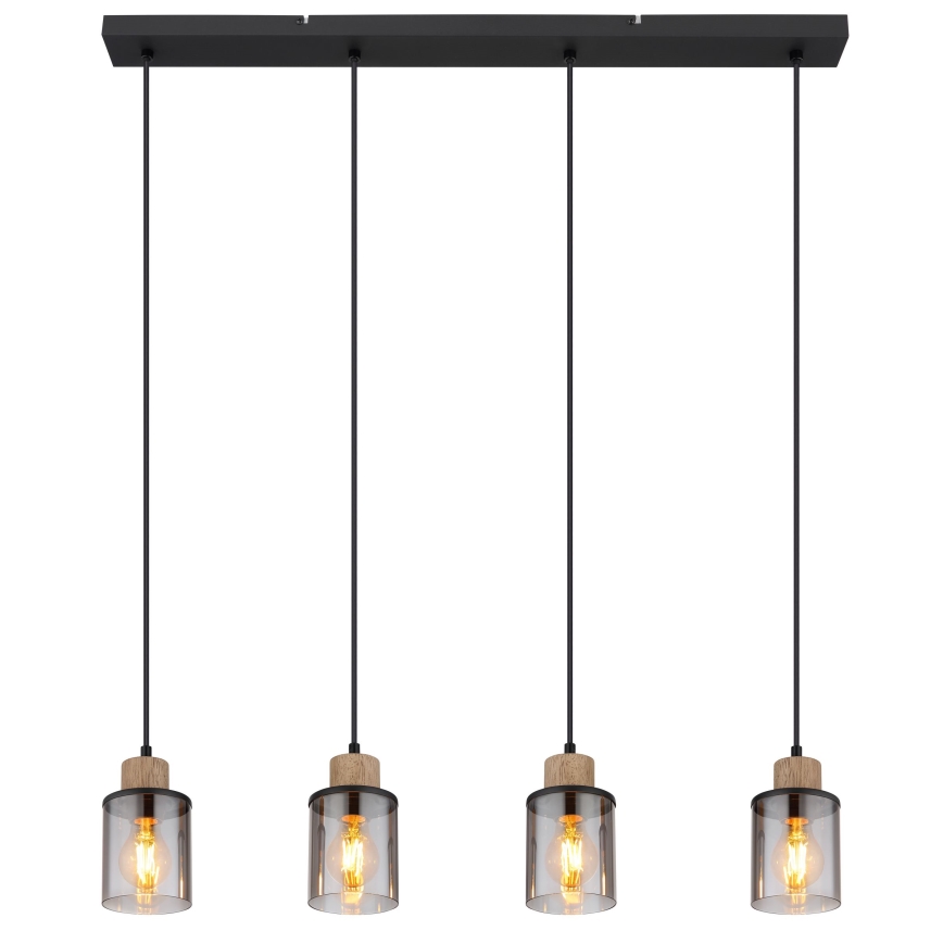 Globo - Chandelier on a string 4xE27/15W/230V oak