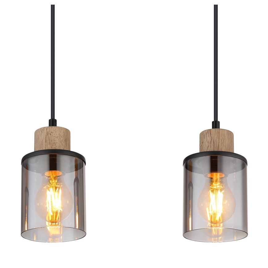 Globo - Chandelier on a string 4xE27/15W/230V oak