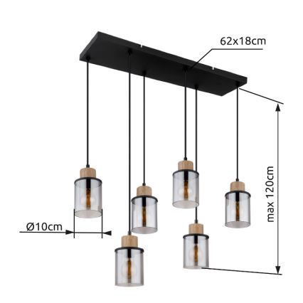 Globo - Chandelier on a string 6xE27/15W/230V