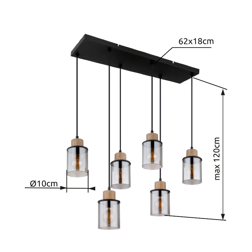 Globo - Chandelier on a string 6xE27/15W/230V