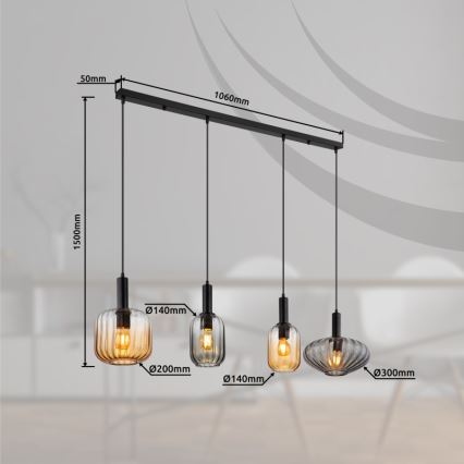 Globo - Cable Pendant Light 4xE27/60W/230V