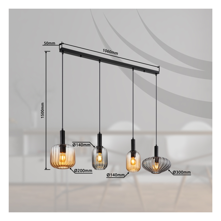 Globo - Cable Pendant Light 4xE27/60W/230V
