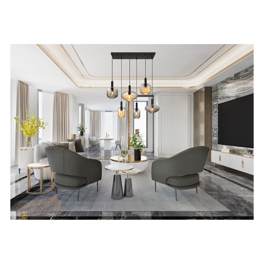 Globo - Cable-Suspended Chandelier 6xE27/60W/230V