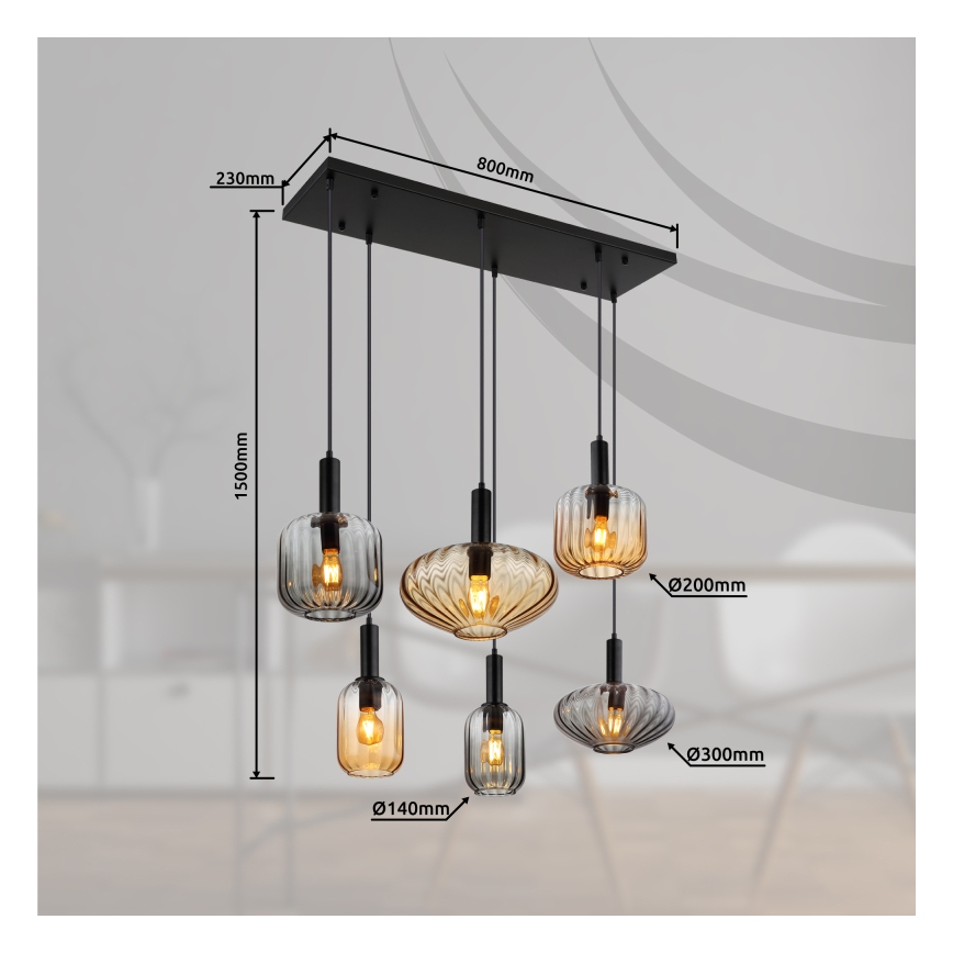 Globo - Cable-Suspended Chandelier 6xE27/60W/230V