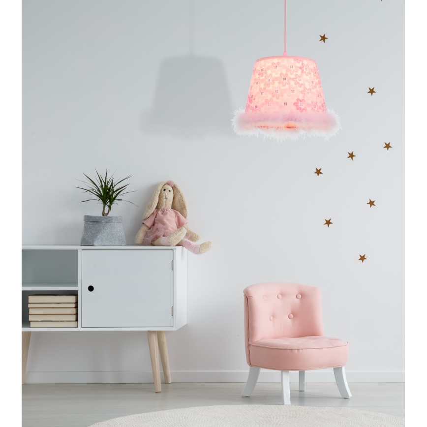 Globo - Children's chandelier on a string 1xE27/60W/230V pink