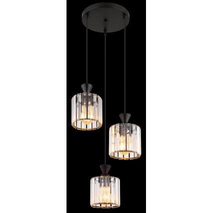 Globo - Chandelier on a string 3xE27/60W/230V d. 32 cm black