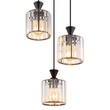 Globo - Chandelier on a string 3xE27/60W/230V d. 32 cm black
