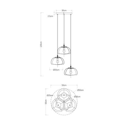 Globo - Chandelier on a string 3xE14/40W/230V