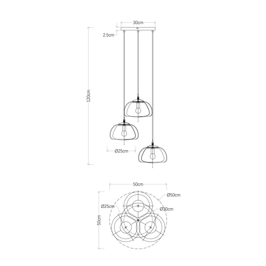 Globo - Chandelier on a string 3xE14/40W/230V