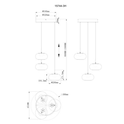 Globo - LED Chandelier on a string 3xLED/6W/230V