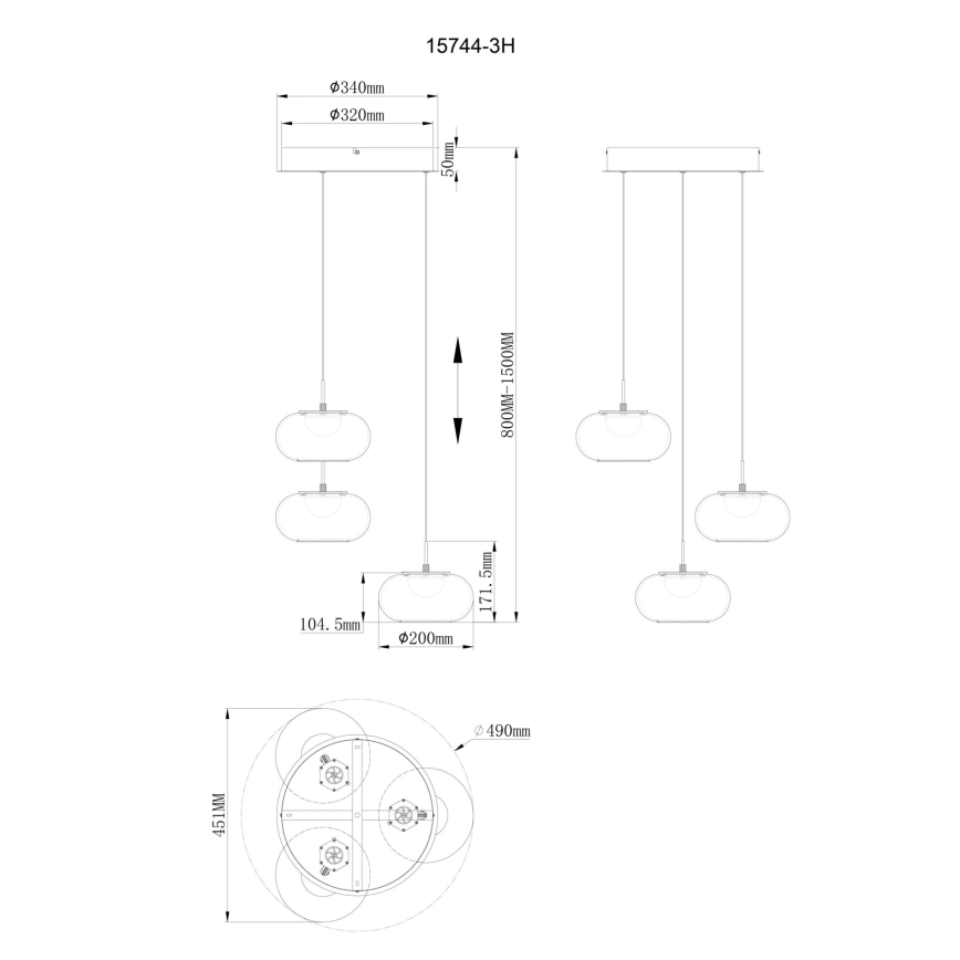 Globo - LED Chandelier on a string 3xLED/6W/230V
