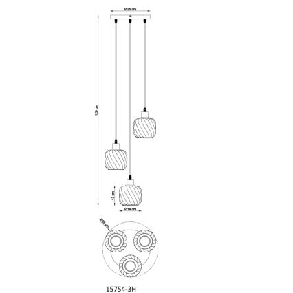 Globo - Chandelier on a string 3xE27/25W/230V