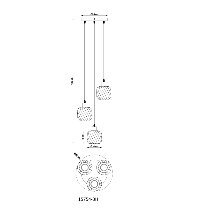 Globo - Chandelier on a string 3xE27/25W/230V