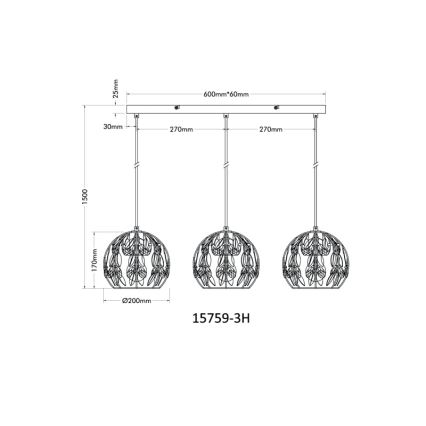 Globo - Chandelier on a string 3xE27/40W/230V