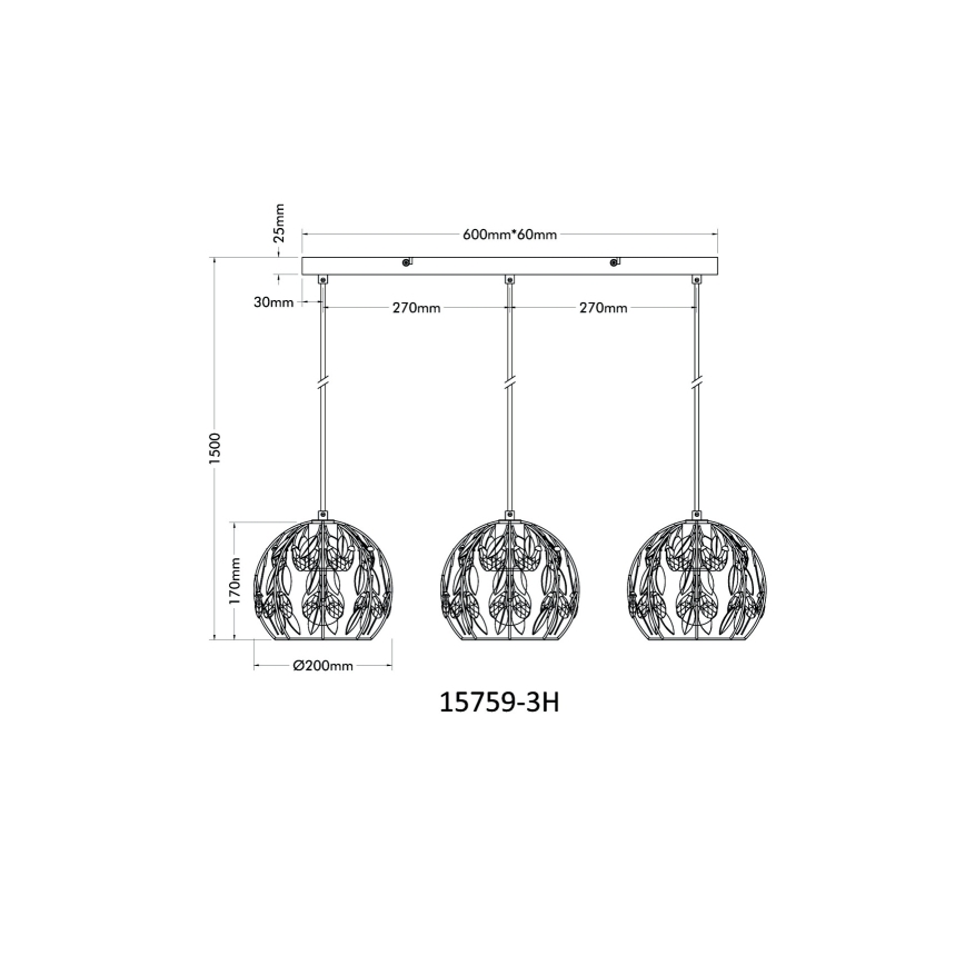 Globo - Chandelier on a string 3xE27/40W/230V