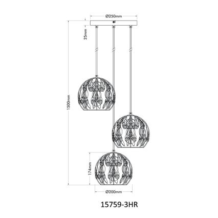 Globo - Chandelier on a string 3xE27/40W/230V d. 41 cm