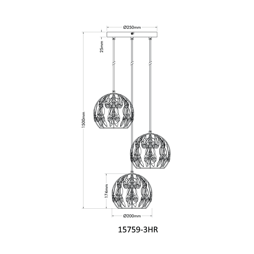 Globo - Chandelier on a string 3xE27/40W/230V d. 41 cm