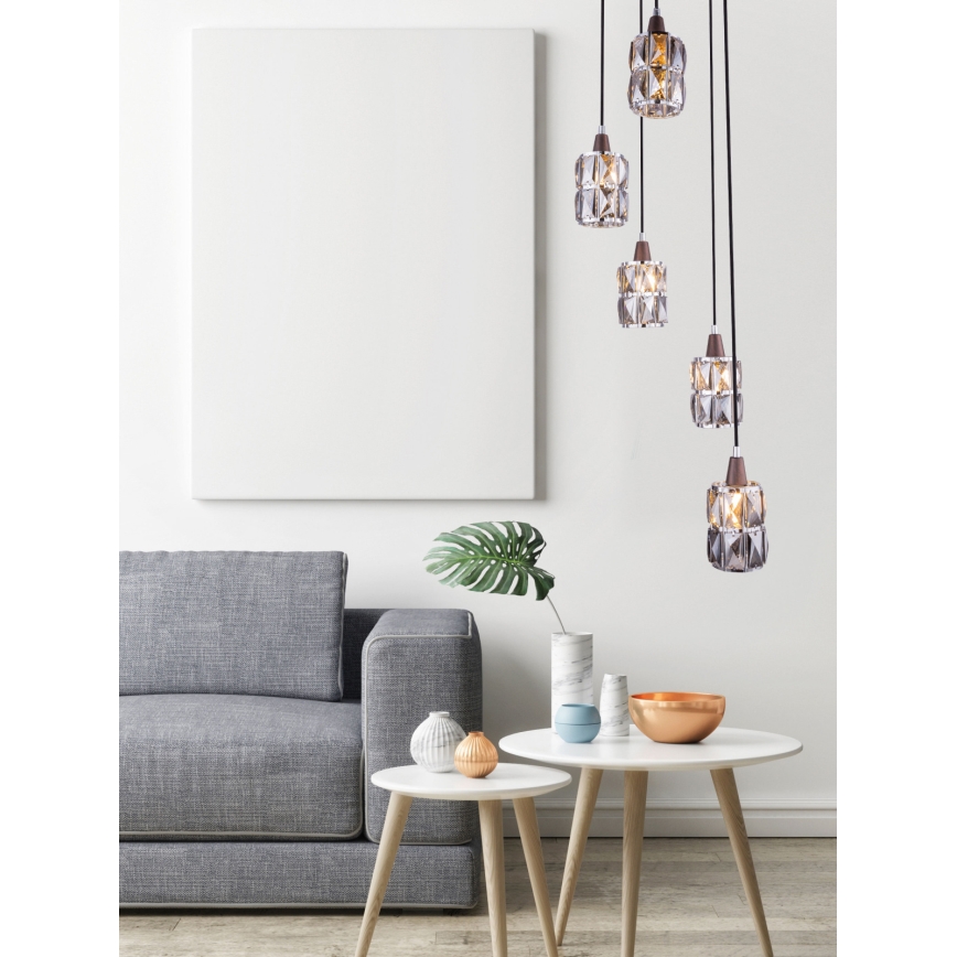 Globo - Crystal chandelier on a string 5xE14/40W/230V
