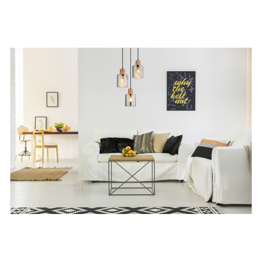 Globo - Chandelier on a string 3xE27/25W/230V black d. 30 cm