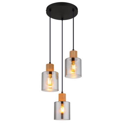 Globo - Chandelier on a string 3xE27/25W/230V black d. 30 cm