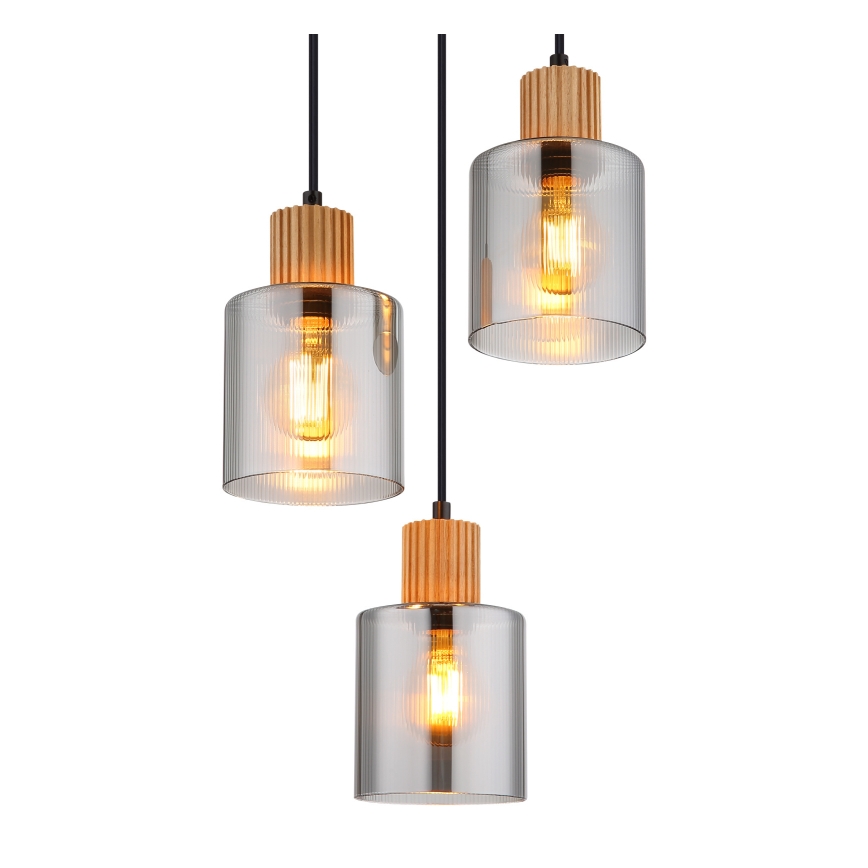 Globo - Chandelier on a string 3xE27/25W/230V black d. 30 cm