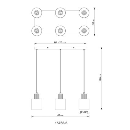 Globo - Chandelier on a string 6xE27/25W/230V black