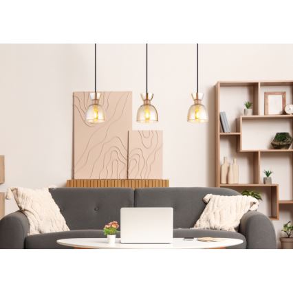 Globo - Chandelier on a string 3xE14/40W/230V brown/smoky