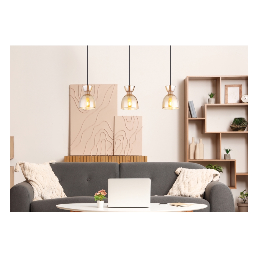 Globo - Chandelier on a string 3xE14/40W/230V brown/smoky