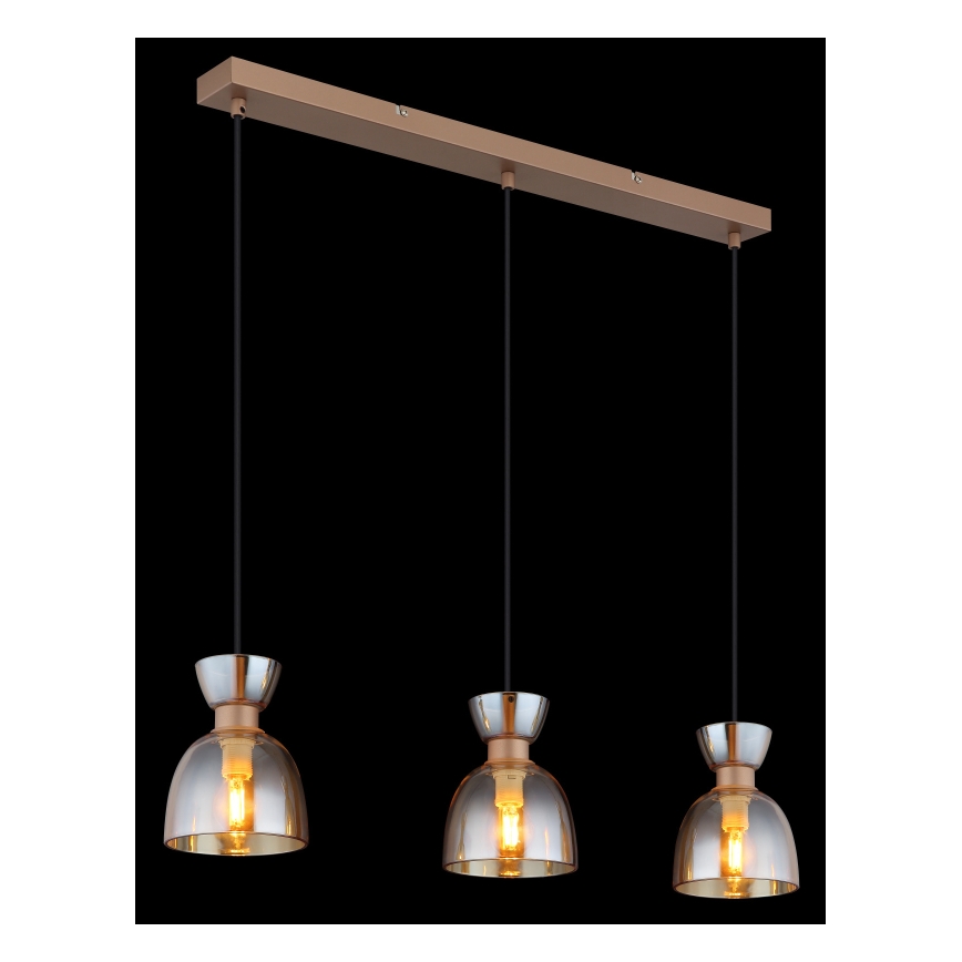 Globo - Chandelier on a string 3xE14/40W/230V brown/smoky