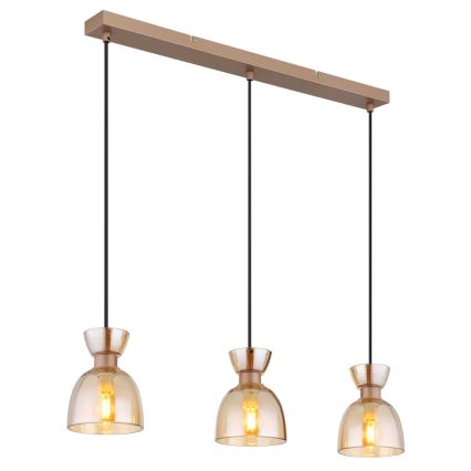Globo - Chandelier on a string 3xE14/40W/230V brown/smoky