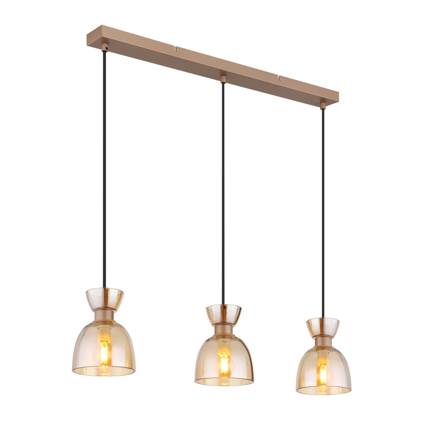 Globo - Chandelier on a string 3xE14/40W/230V brown/smoky