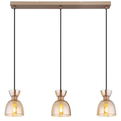Globo - Chandelier on a string 3xE14/40W/230V brown/smoky