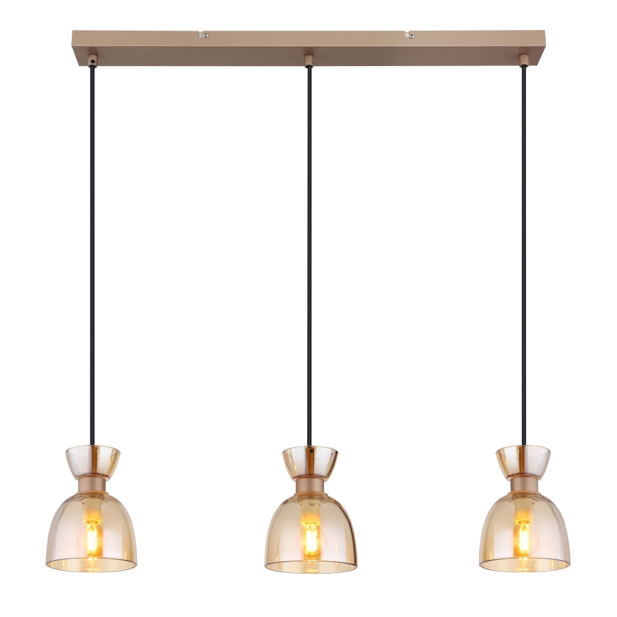 Globo - Chandelier on a string 3xE14/40W/230V brown/smoky