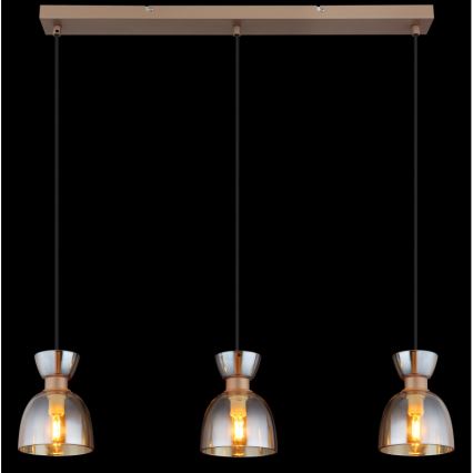 Globo - Chandelier on a string 3xE14/40W/230V brown/smoky