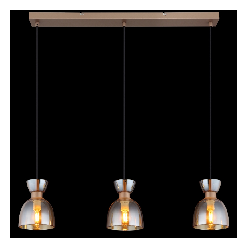 Globo - Chandelier on a string 3xE14/40W/230V brown/smoky