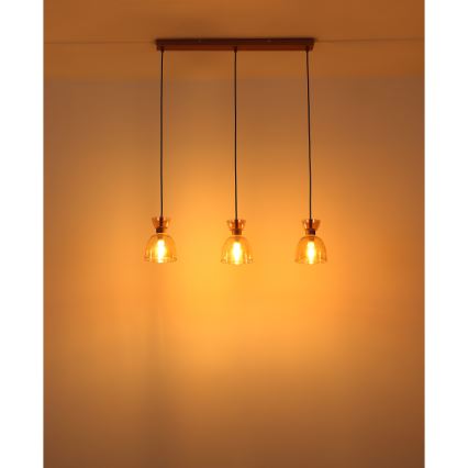 Globo - Chandelier on a string 3xE14/40W/230V brown/smoky