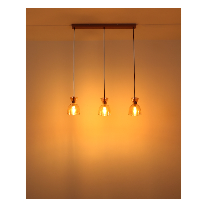 Globo - Chandelier on a string 3xE14/40W/230V brown/smoky