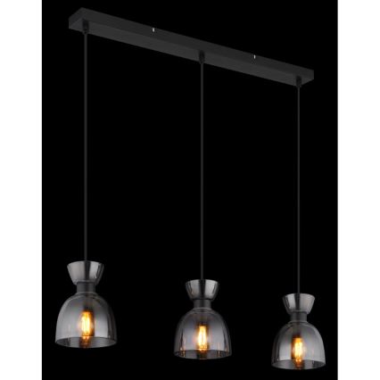 Globo - Chandelier on a string 3xE14/40W/230V black/smoky