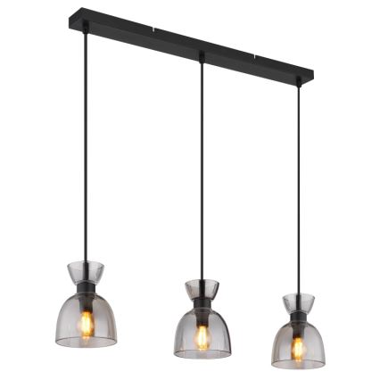 Globo - Chandelier on a string 3xE14/40W/230V black/smoky