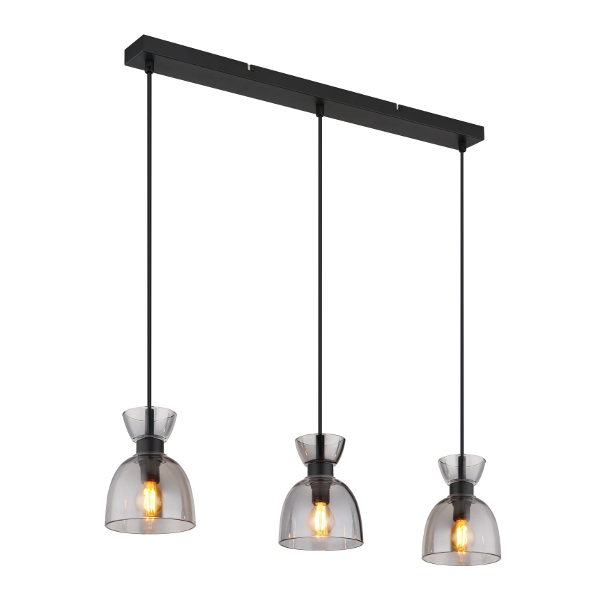 Globo - Chandelier on a string 3xE14/40W/230V black/smoky